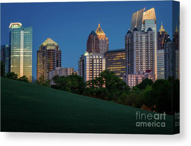 Midtown Canvas Print featuring the photograph Dawn In Midtown Atlanta by Doug Sturgess