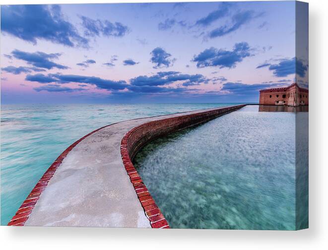 Adventure Canvas Print featuring the photograph Dawn over water trail - Dry Tortugas National Park by Sandra Foyt