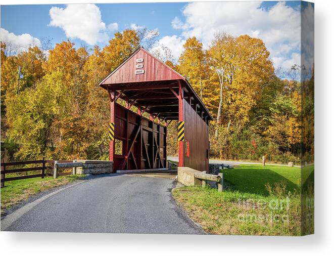 Day Bridge Canvas Print featuring the photograph Day Covered Bridge, View 2, Washington County, PA by Sturgeon Photography