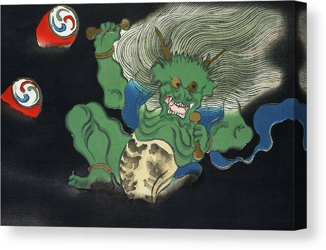 Demon Canvas Print featuring the painting Demon from Momoyogusa, Flowers of a Hundred Generations by Kamisaka Sekka