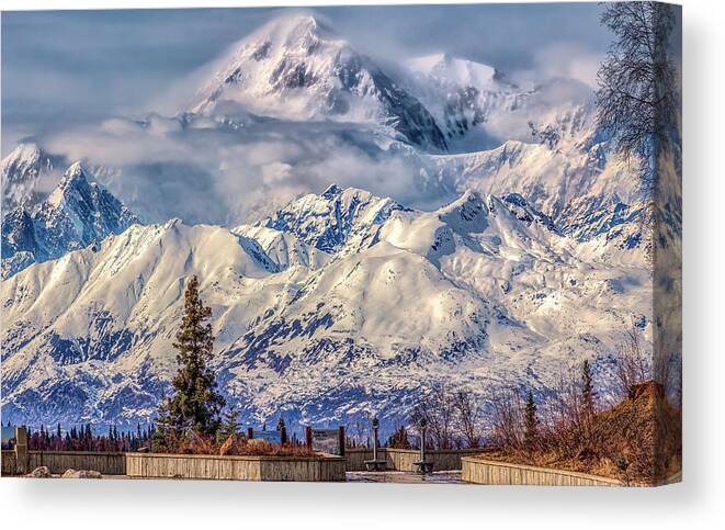  Canvas Print featuring the photograph Denali View Alaska by Michael W Rogers
