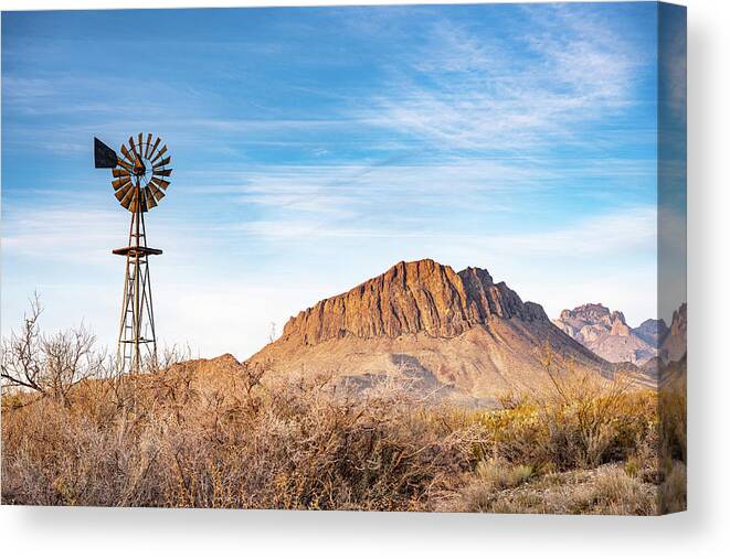 Big Bend National Park Canvas Print featuring the photograph Desert Windmill by Kelly VanDellen