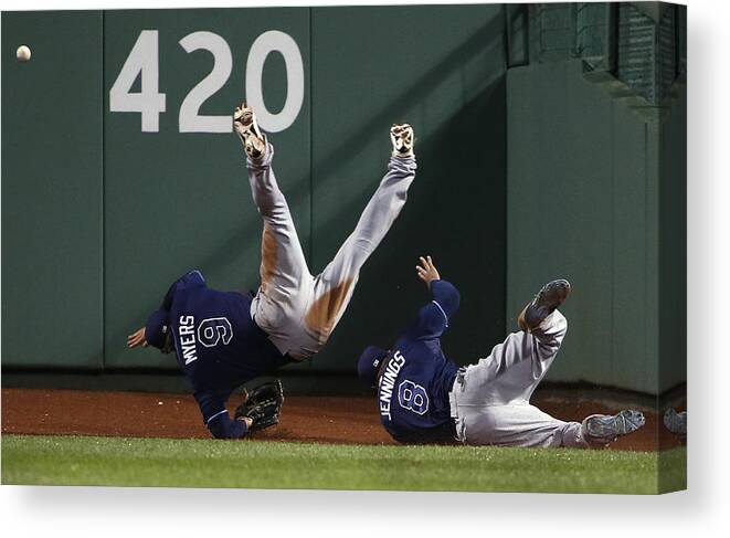 American League Baseball Canvas Print featuring the photograph Desmond Jennings and Wil Myers by Winslow Townson