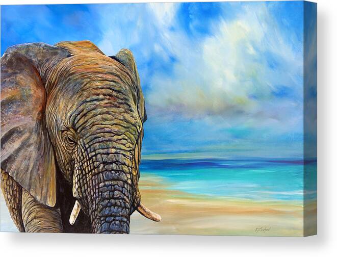 Elephant Canvas Print featuring the painting Determination by R J Marchand