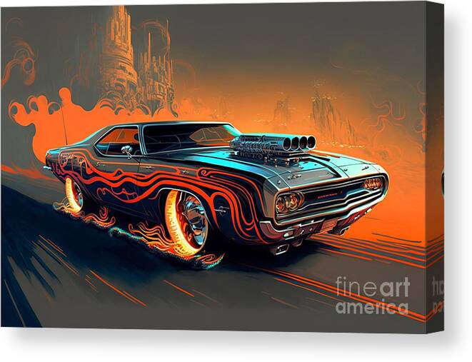 Devil Canvas Print featuring the mixed media Devil Car by Jay Schankman