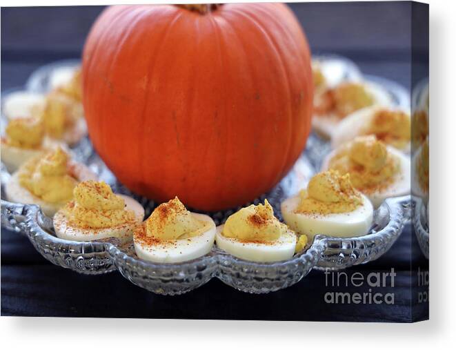 Deviled Eggs Canvas Print featuring the photograph Deviled Eggs and Pumpkin 2854 by Jack Schultz
