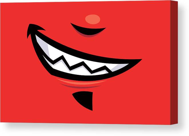 Grin Canvas Print featuring the digital art Devilish Grin Cartoon Mouth by John Schwegel