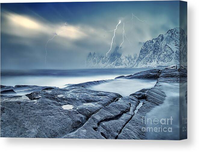 Seascape Canvas Print featuring the photograph Devil's Teeth,Senja Norway by Sal Ahmed