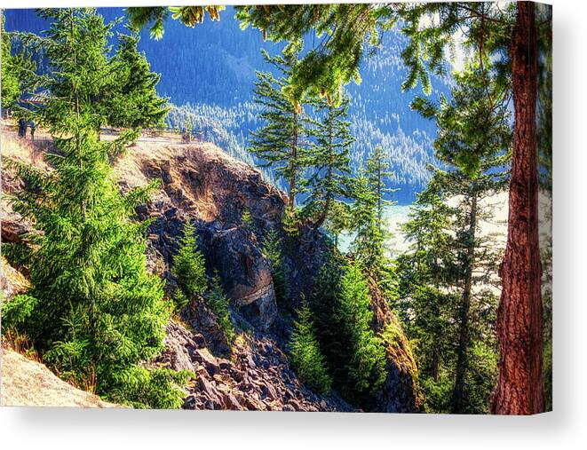 Diablo Lake Canvas Print featuring the photograph Diablo Lake lookout point by Tatiana Travelways