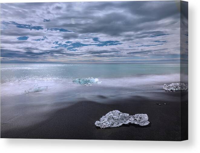 Iceland Canvas Print featuring the photograph Diamond Beach 4 by Rick Strobaugh
