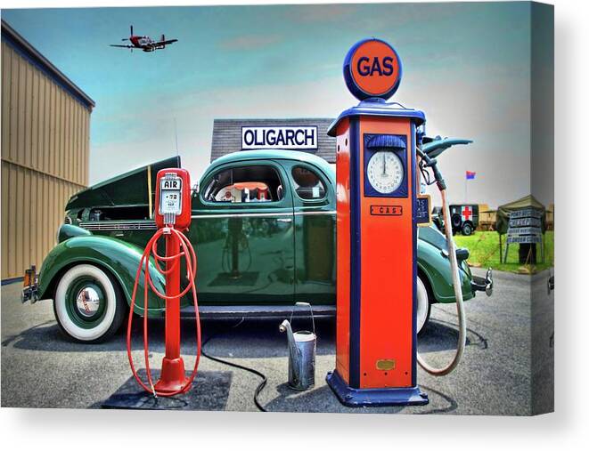 Gas Canvas Print featuring the photograph Ding Ding for Service by DJ Florek