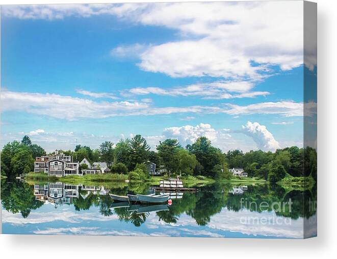 Dingy Canvas Print featuring the digital art Dingys on the Kennebunkport River, Kennebunkport, Maine by Patti Powers