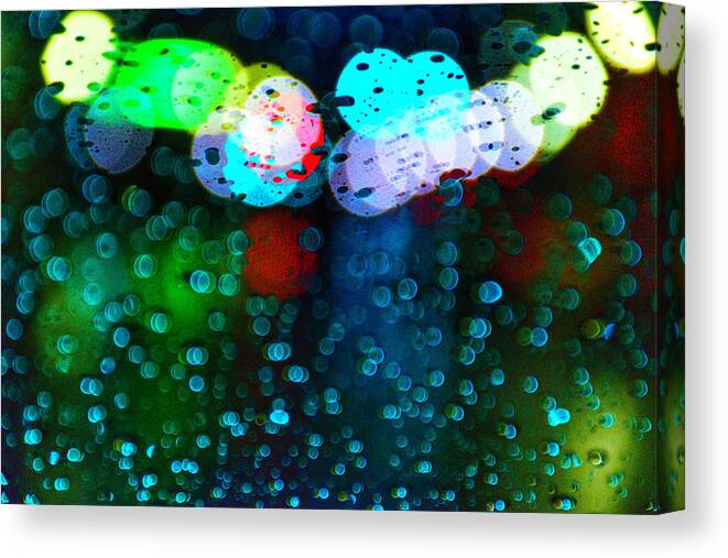 Photo Canvas Print featuring the photograph Distorted Light and Rain by Evan Foster
