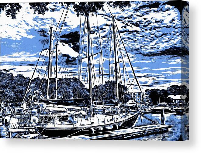 Sailboats Canvas Print featuring the photograph Dock Side Mirage by John Handfield