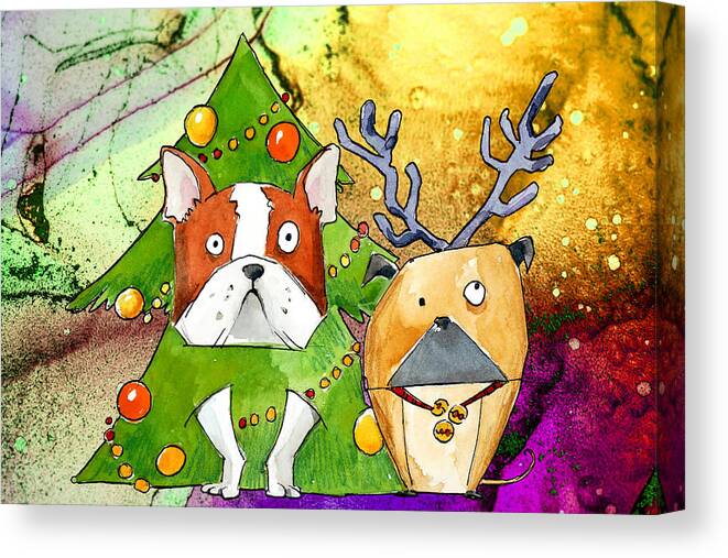 Dog Canvas Print featuring the painting Dogs In Disguise by Miki De Goodaboom