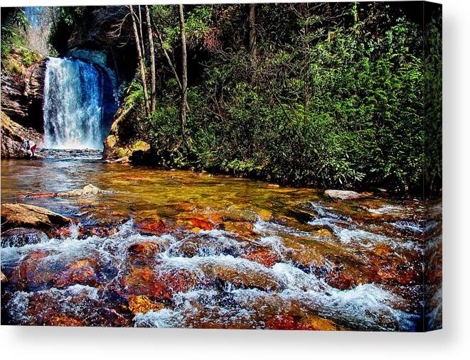 Waterfall Canvas Print featuring the photograph Down By the River by Allen Nice-Webb