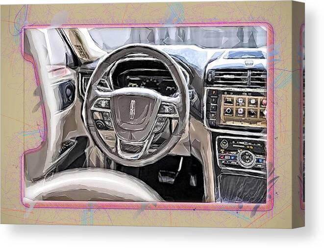  Canvas Print featuring the mixed media Drawing Lincoln Mkz 2020 Interior Panel In American Cars Colorful Abstract Artwork Mixed Media Painting by Ola Kunde