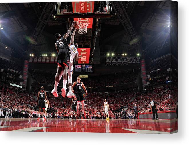 Playoffs Canvas Print featuring the photograph Draymond Green and Clint Capela by Bill Baptist
