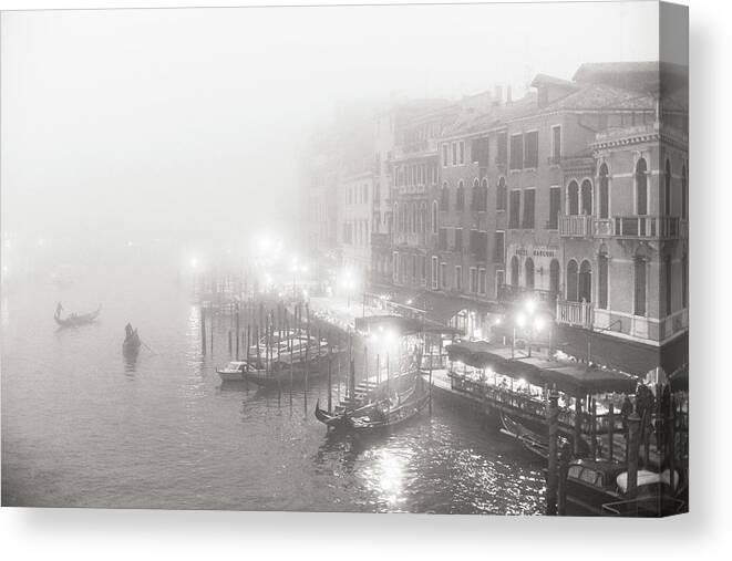 Fine Art Canvas Print featuring the photograph Dsc03738ns2 - Riva del vin in the fog, Venice by Marco Missiaja