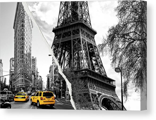 Eiffel Tower Canvas Print featuring the photograph Dual Torn Collection - Flatiron Eiffel by Philippe HUGONNARD