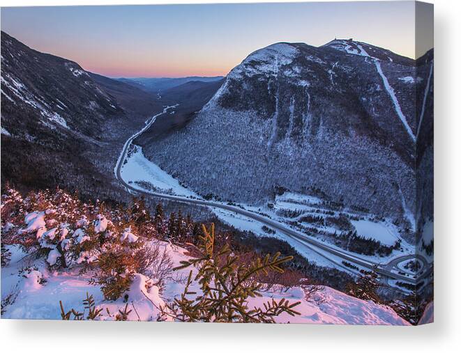 Eagle Canvas Print featuring the photograph Eagle Cliff Winter Sunset Views by White Mountain Images