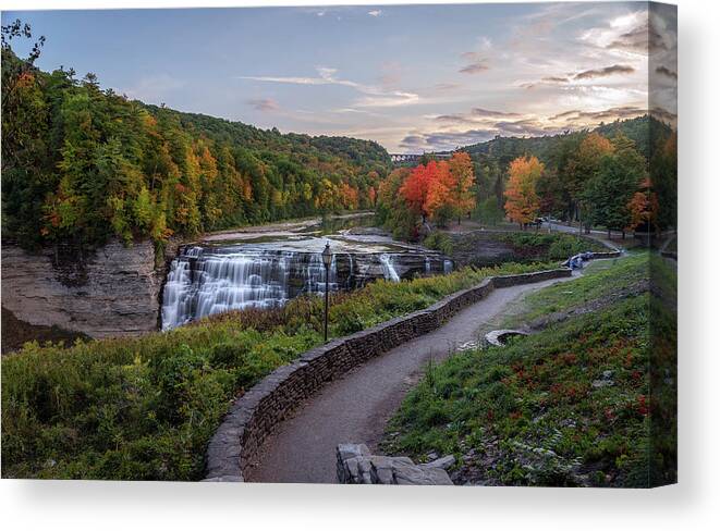 Waterfalls Canvas Print featuring the photograph Early Fall At Middle Falls by Mark Papke