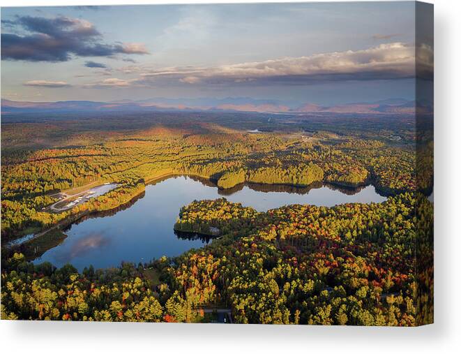 Landscape Canvas Print featuring the photograph Early Fall at Spectacle Pond - Brighton, Vermont by John Rowe