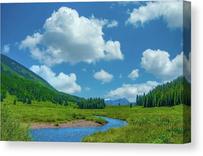Calm Canvas Print featuring the photograph Winding Mountain River, East River at Crested Butte by Tom Potter