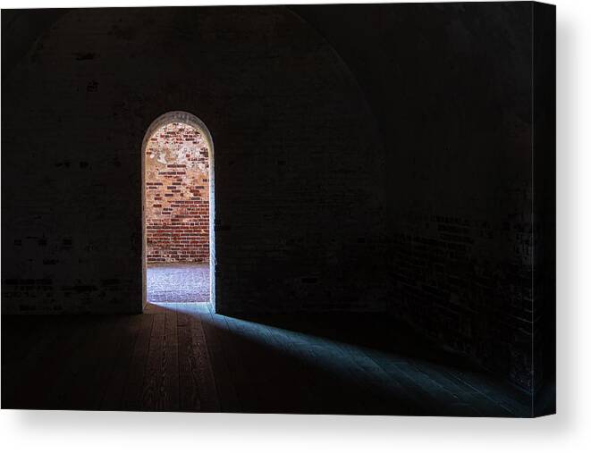 Fort Macon Canvas Print featuring the photograph Egress - From Darkness to Light at Fort Macon by Bob Decker