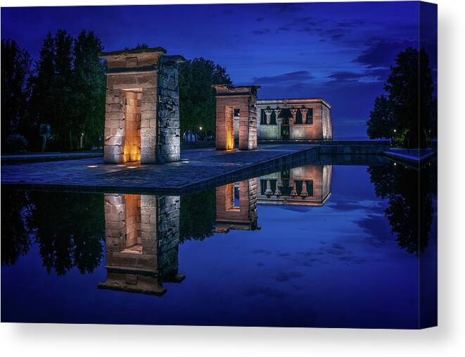 Ancient Canvas Print featuring the digital art Egyptian Temple of Madrid by Kevin McClish