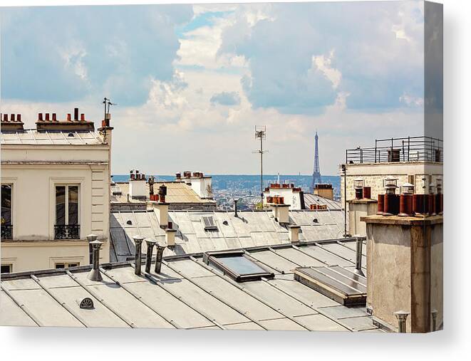 Montmartre Canvas Print featuring the photograph Eiffel View from Montmartre by Melanie Alexandra Price
