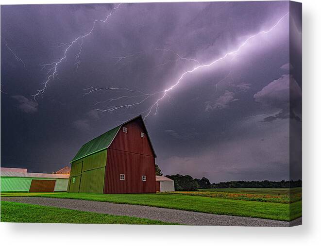 Barn Canvas Print featuring the photograph Electric Farm by Marcus Hustedde