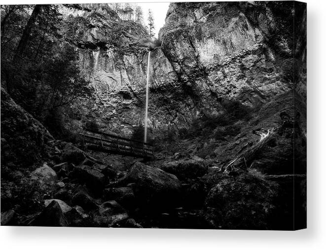 Wild Canvas Print featuring the photograph Elowah Falls Black and White 2 by Pelo Blanco Photo