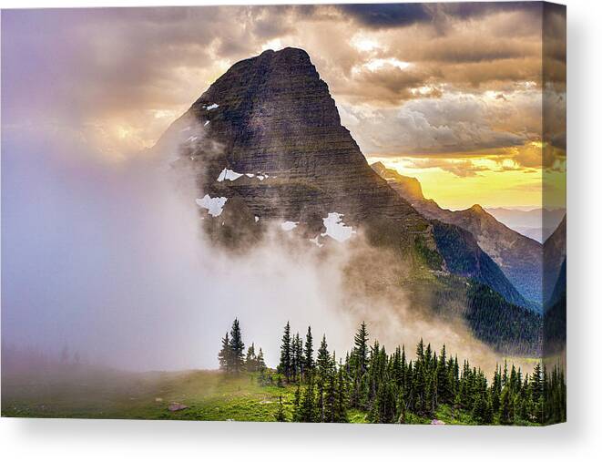 Glacier National Park Canvas Print featuring the photograph Encroaching Fog by Adam Mateo Fierro