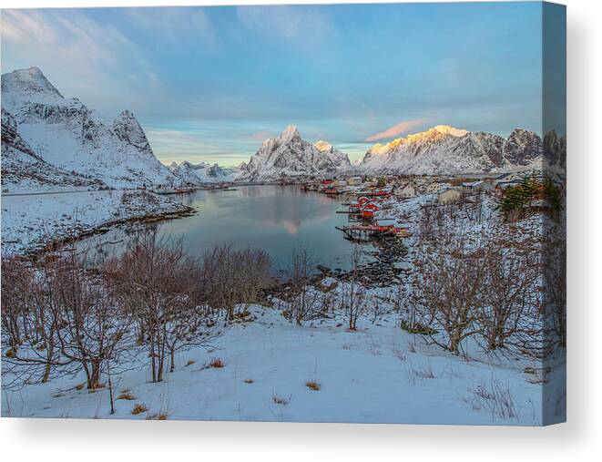 Reine Canvas Print featuring the photograph End of Day in Reine, Lofoten by Dubi Roman