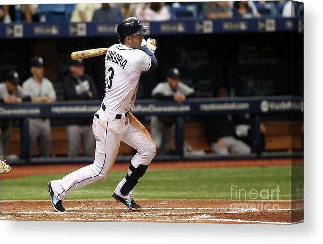 People Canvas Print featuring the photograph Evan Longoria and Hank Conger by Brian Blanco