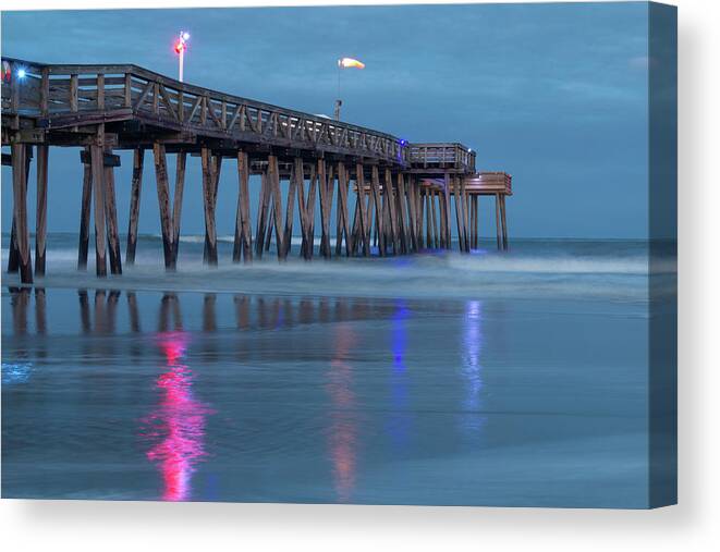 Ocean City Canvas Print featuring the photograph Evening at Ocean City Fishing Pier by Kristia Adams
