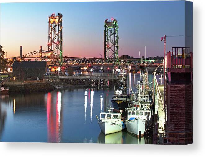 Portsmouth Canvas Print featuring the photograph Evening at the Fishing Pier by Eric Gendron