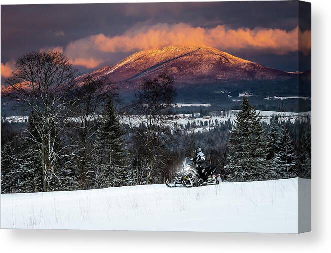 Vermont Canvas Print featuring the photograph Evening Snow Cruise Landscape by Tim Kirchoff