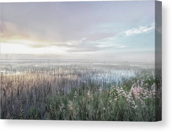Clouds Canvas Print featuring the photograph Evening's Last Breath of Soft Light by Debra and Dave Vanderlaan