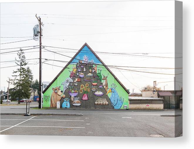 New Topographics Canvas Print featuring the photograph Everett Mural by Stuart Allen