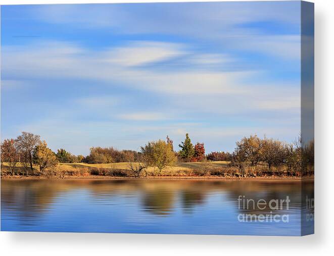 Lake Hefner Canvas Print featuring the photograph Fall at Lake Hefner by Richard Smith