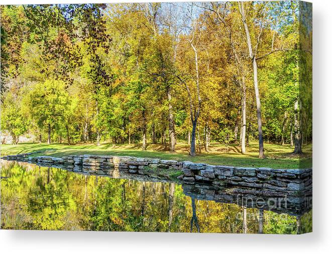 Ozarks Canvas Print featuring the photograph Fall Trees Creek Reflections by Jennifer White