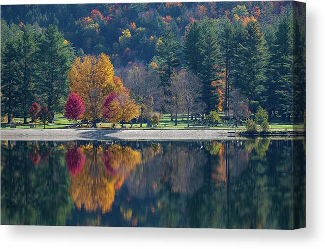 Fall Trees Canvas Print featuring the photograph Fall Trees Reflected by Denise Kopko