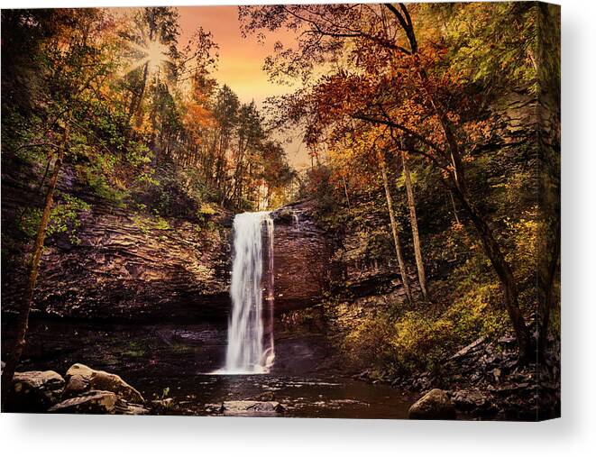 Cherokee Canvas Print featuring the photograph Falling into Sunrise Autumn Pools by Debra and Dave Vanderlaan