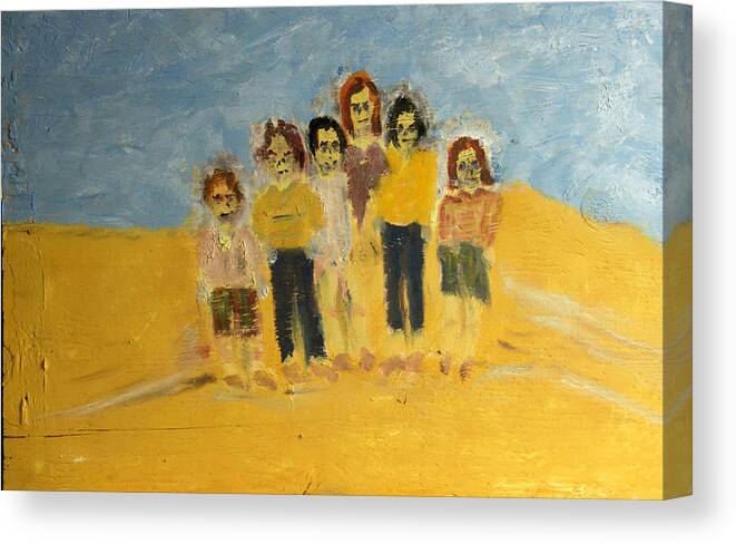  Canvas Print featuring the painting Family at the Beach by David McCready