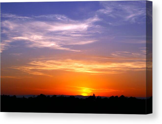  France Canvas Print featuring the photograph Fantastic Sunset Over the French Countryside by Jeremy Hayden