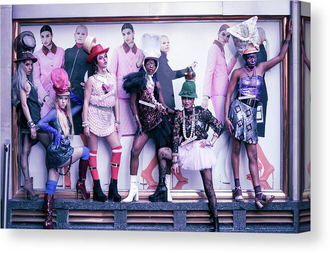 Design Canvas Print featuring the photograph Fashion flash mob by Andrew Lalchan