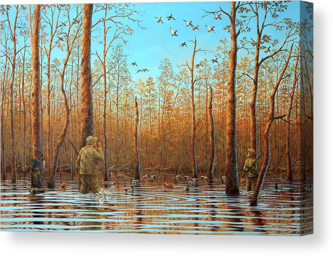 Duck Canvas Print featuring the painting Father and Son by Guy Crittenden