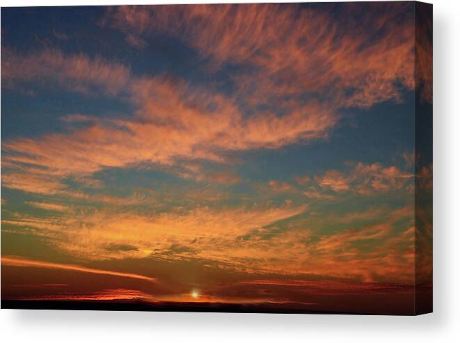 Sunset Canvas Print featuring the photograph Feather Clouds Sunset by Marilyn MacCrakin